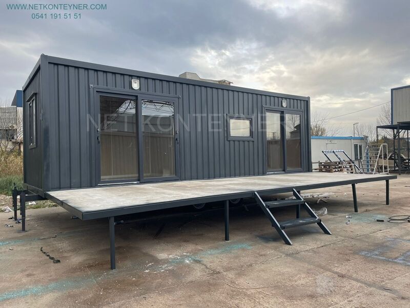 O2 BELGELİ RÖMORKLU EV KONTEYNER + BALKON TERAS 