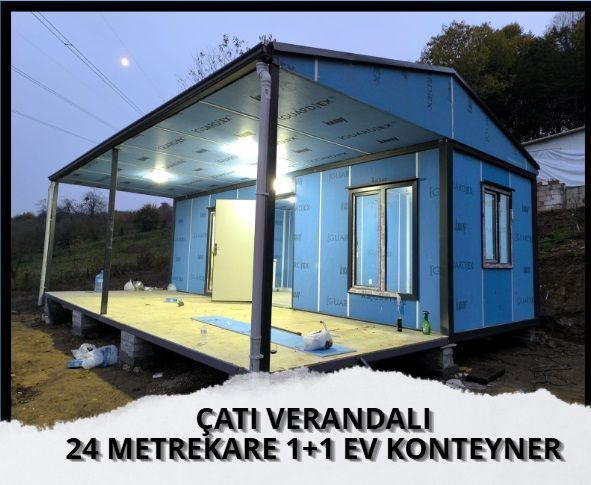 ÇATI VERANDALI KONTEYNER EV 24 METREKARE 1 ODA 1 SALON 